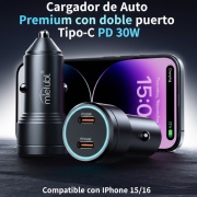 Cargador de Auto MIETUBL Doble PD60W Tipo-C