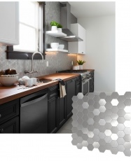 Mosaico de aluminio Autoadhesivo HEXÁGONO PLATA (Panal)