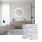 Mosaico de PVC-Aluminio Autoadhesivo MÁRMOL- PLATA     