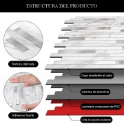 Mosaico de PVC-Aluminio Autoadhesivo MÁRMOL- PLATA     
