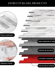 Mosaico de PVC-Aluminio Autoadhesivo MÁRMOL- PLATA     
