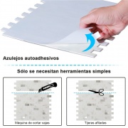 Mosaico de PVC-Aluminio Autoadhesivo MÁRMOL- PLATA     