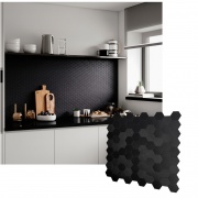 Mosaico de aluminio Autoadhesivo HEXÁGONO NEGRO (Panal)     