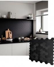 Mosaico de aluminio Autoadhesivo HEXÁGONO NEGRO (Panal)     