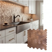 Mosaico de aluminio Autoadhesivo HEXÁGONO COBRE (Panal)     