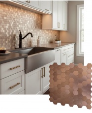 Mosaico de aluminio Autoadhesivo HEXÁGONO COBRE (Panal)     