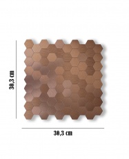 Mosaico de aluminio Autoadhesivo HEXÁGONO COBRE (Panal)     