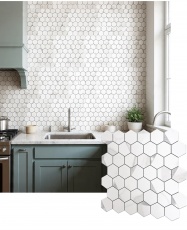 Mosaico de PVC-Aluminio Autoadhesivo Panal Marmol-Plata    