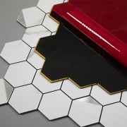 Mosaico de PVC-Aluminio Autoadhesivo Panal Marmol-Plata    