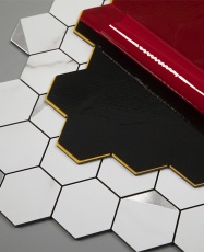 Mosaico de PVC-Aluminio Autoadhesivo Panal Marmol-Plata    