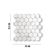 Mosaico de PVC-Aluminio Autoadhesivo Panal Marmol-Plata    