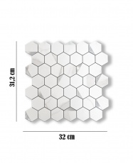 Mosaico de PVC-Aluminio Autoadhesivo Panal Marmol-Plata    