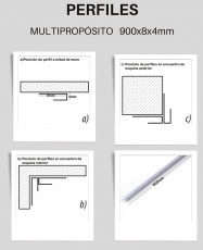 PERFILES MULTIPROPÓSITO PVC ( 6 UNIDADES) 900X8X4mm (Beige Claro, Café, Gris)