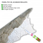 Panel PVC 3D, Realista. LAJA GRIS (98,4x63,3cm). PREMIUM