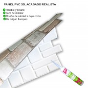 Panel PVC 3D, Realista. PIEDRA AURORA (96,5 x 50,2cm). Estándar 0,4mm