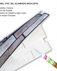Panel PVC 3D, Realista. PIEDRA GRANITO (96,9 x 48,4cm). Estándar 0,4mm