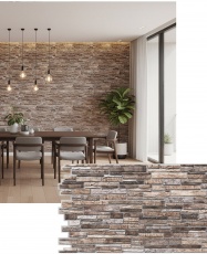 Panel PVC 3D, Realista. PLASTUSHKA CAFÉ 0.43m² c/u (97.8 x 48.5 cm). 