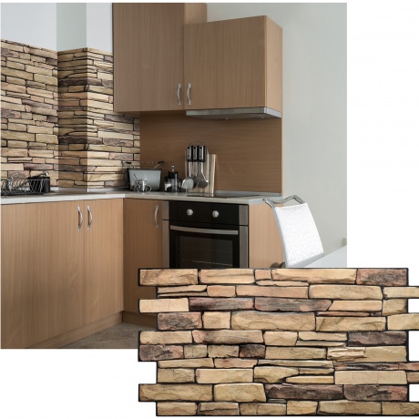 Wall Panel PVC 3D Realista. KARELIAN 0.46m² c/u (98 x 49.8 cm)