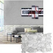 Wall Panel PVC 3D, Realista. LAJA GRIS 0.62m² c/u (98,4 x 63,3cm). 