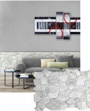 Wall Panel PVC 3D, Realista. LAJA GRIS 0.62m² c/u (98,4 x 63,3cm). 