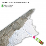 Wall Panel PVC 3D, Realista. LAJA GRIS 0.62m² c/u (98,4 x 63,3cm). 