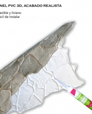 Wall Panel PVC 3D, Realista. LAJA GRIS 0.62m² c/u (98,4 x 63,3cm). 