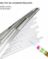 Wall Panel PVC 3D, Realista. MADERA GRAFITO 0.40m² c/u (95 x 47,7cm).