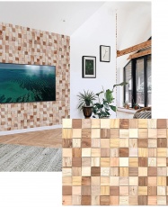 Wall Panel PVC 3D, Realista. MOSAICO MADERA 0.57m² c/u (91 x 63cm). 