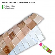 Wall Panel PVC 3D, Realista. MOSAICO MADERA 0.57m² c/u (91 x 63cm). 