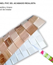 Wall Panel PVC 3D, Realista. MOSAICO MADERA 0.57m² c/u (91 x 63cm). 