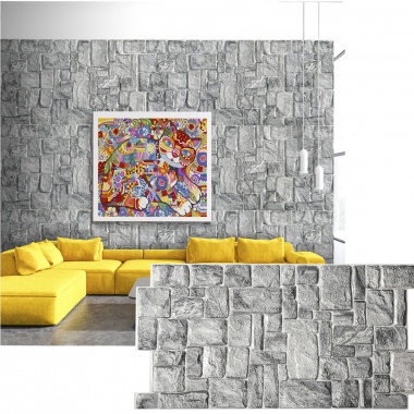 Wall Panel PVC 3D, Realista. NATURAL GRAY 0.47m² c/u (98 x 49.8 cm)