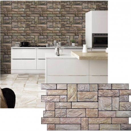 Panel PVC 3D, Realista. PIEDRA AMARILLA 0.45m² c/u (97,7 x 49,3cm). 