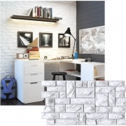 Wall Panel PVC 3D, Realista. PIEDRA BLANCA 0.45m² c/u (97,7 x 49,3cm). 
