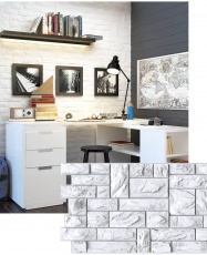 Wall Panel PVC 3D, Realista. PIEDRA BLANCA 0.45m² c/u (97,7 x 49,3cm). 