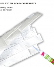 Wall Panel PVC 3D, Realista. PIEDRA BLANCA 0.45m² c/u (97,7 x 49,3cm). 