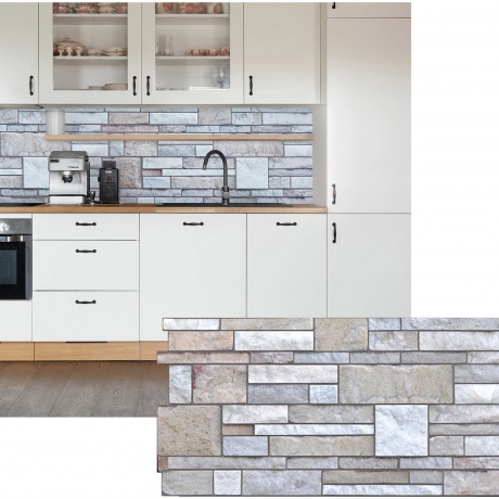 Panel PVC 3D, Realista. PIEDRA GRANITO 0.45m² c/u (96,9 x 48,4cm).