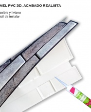 Panel PVC 3D, Realista. PIEDRA GRANITO 0.45m² c/u (96,9 x 48,4cm).