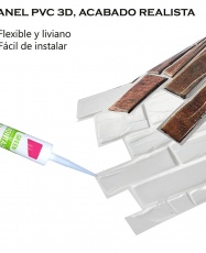 Wall Panel PVC 3D, Realista. PIZARRA MARRÓN 0.44m² c/u (97 x 49 cm)