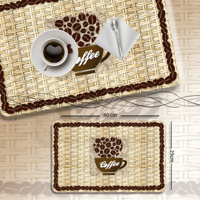Set 6 Individuales PVC de mesa Coffe Beans 40 x 25cm