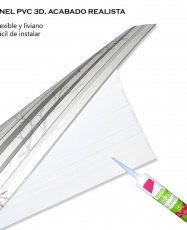 Wall Panel PVC 3D, Realista. OTOÑO GRIS GLITTER 0.45m² c/u (97.5 x 48cm). 